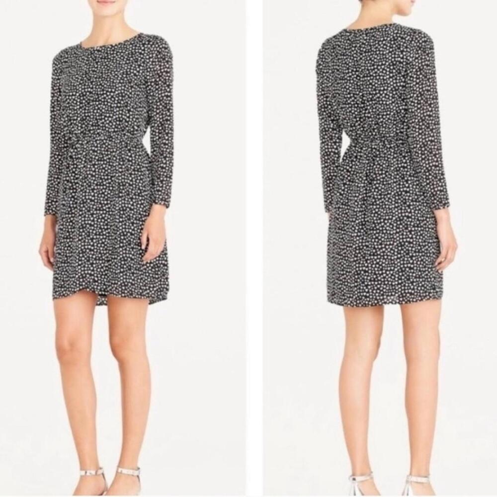 NWT $98 J. Crew Size 0 Black &‎ White Heart Print tulip Hem Keyhole Back Dress